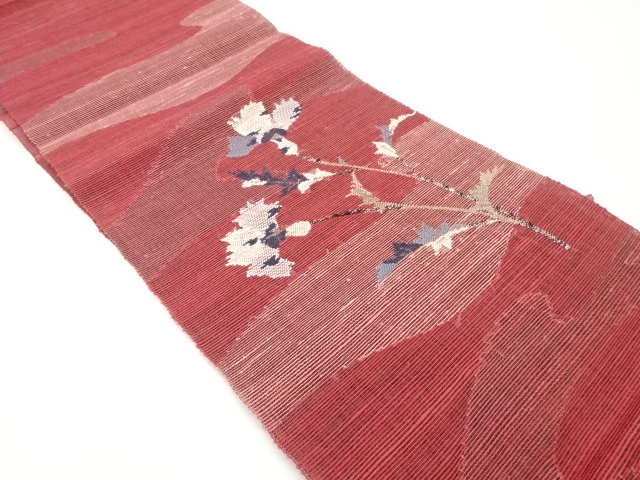 JAPANESE NAGOYA OBI FOR SUMMER / WOVEN FLORAL PLANTS